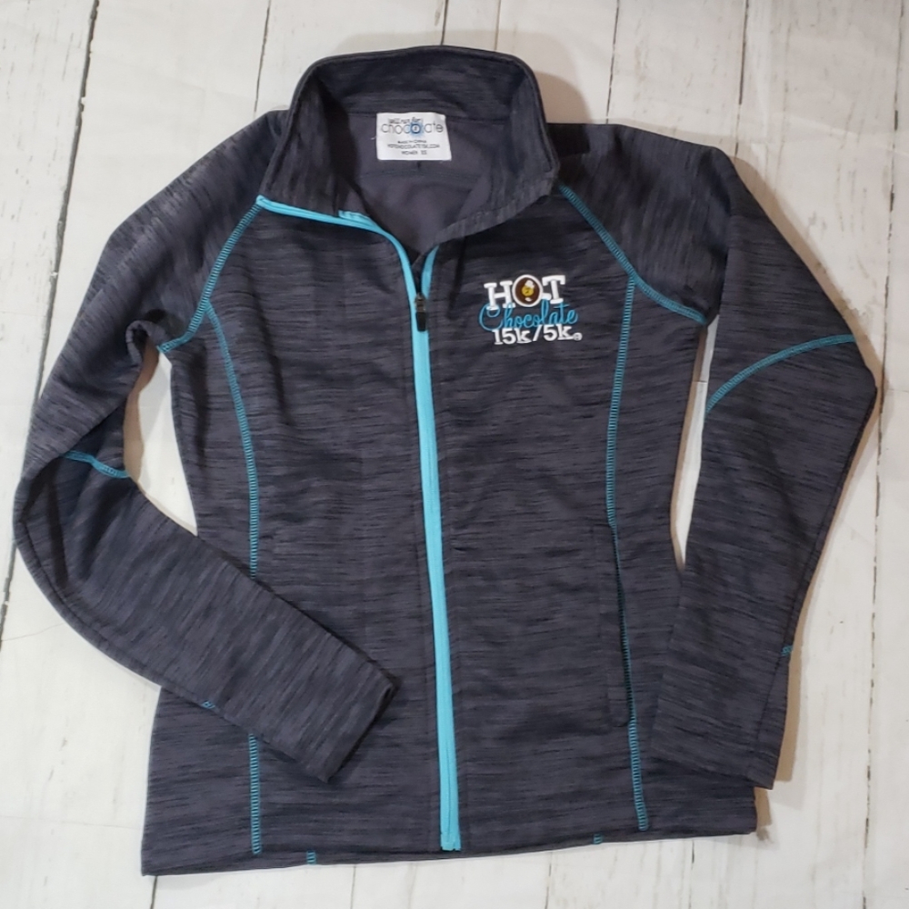 Gray winter track running full zip jacket XS